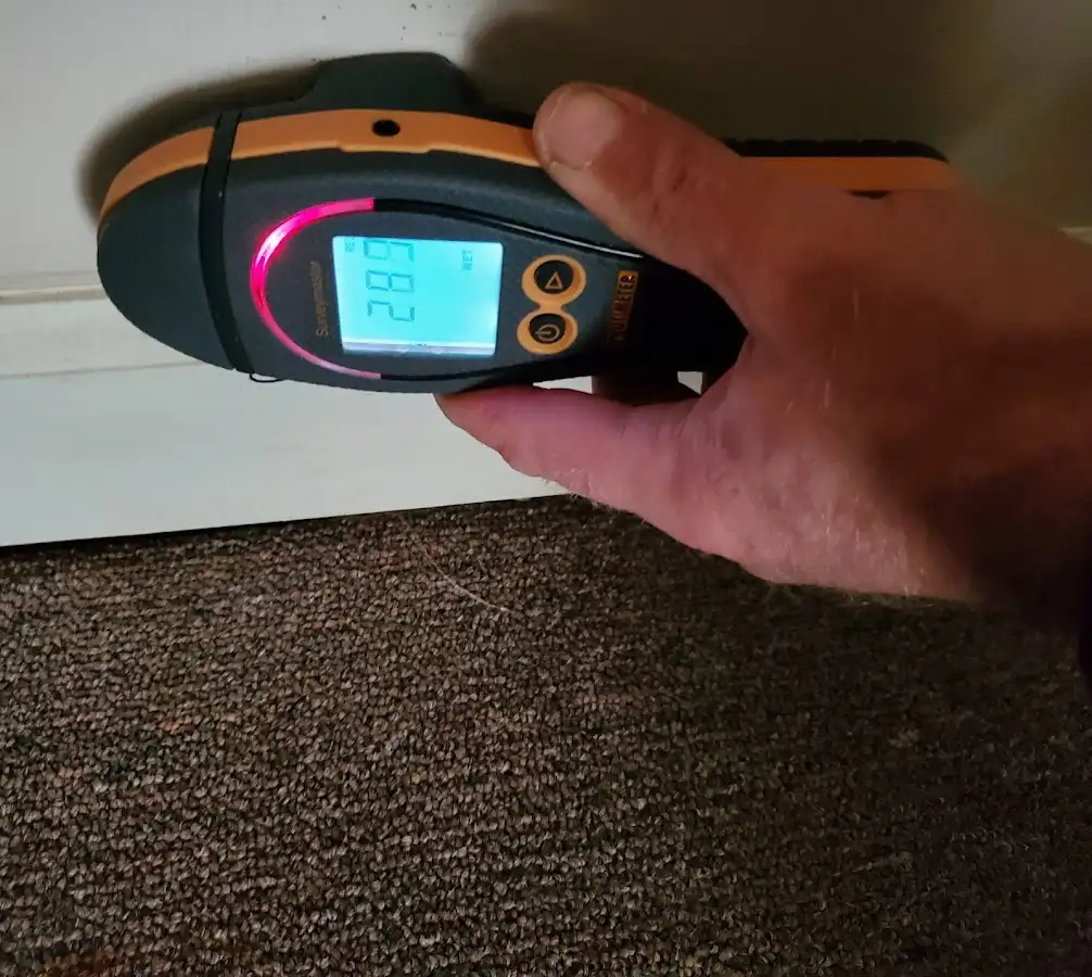 Moisture detection at baseboard during Burst Pipe Cleanup in Fort Meade